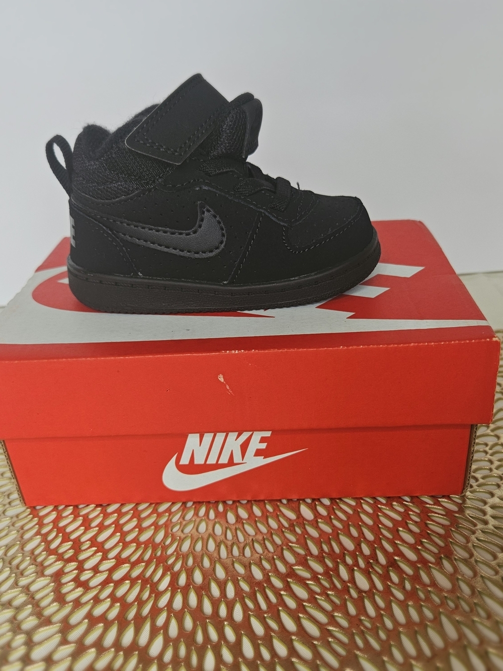 Nike Court Borough Mid (TDV) Toddler Shoes - Triple Black - Size 4C (With Box)